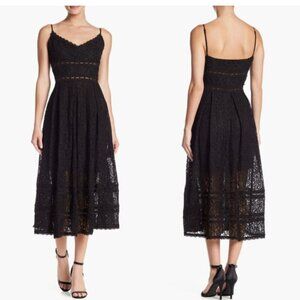NSR Nordstrom Black Crochet Lace Sleeveless Midi Dress, Size Medium